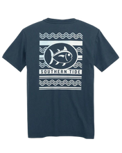 Load image into Gallery viewer, Aged Denim Distressed Waves Short Sleeve Tee
