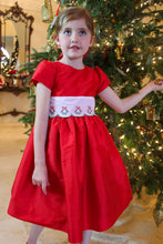 Load image into Gallery viewer, Red Taffeta Dress With Wreath Trim
