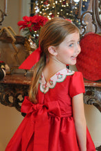 Load image into Gallery viewer, Red Taffeta Dress With Wreath Trim
