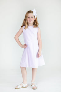 Lavender Seersucker Dress With Ruffles