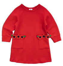 Load image into Gallery viewer, Red Jacquard Knit Dress With Flowers
