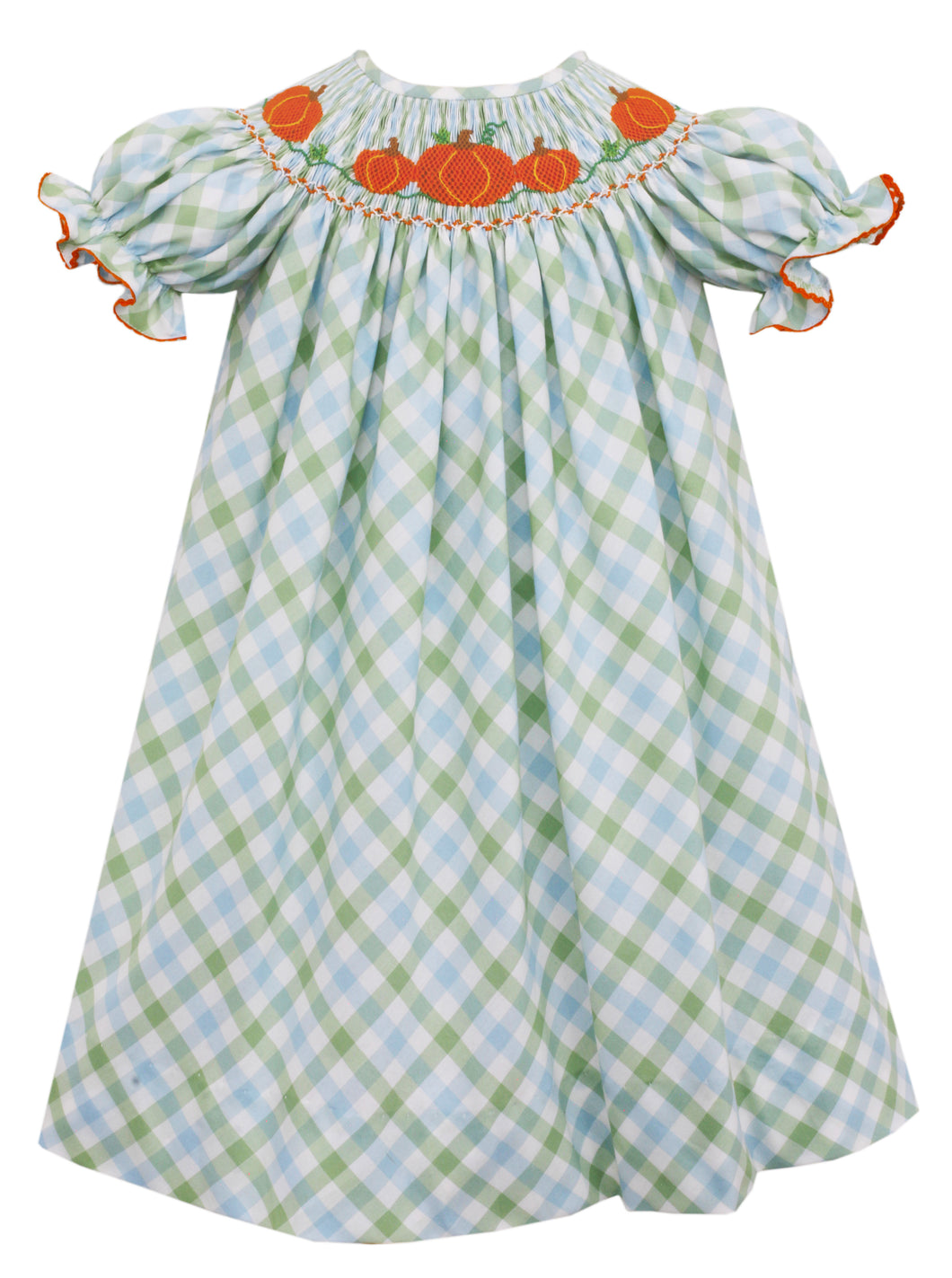 Green And Blue Plaid Short Sleeve Pumpkin Bishop