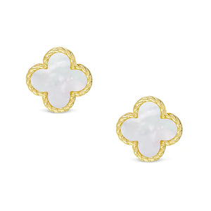 Mother Of Pearl Clover Stud Earrings