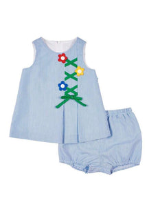 Cord Dress with Flower Trellis & Bloomers