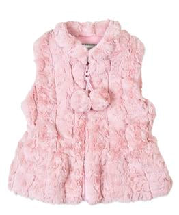 Pink Ripple Stripe Peplum Pom Pom Vest