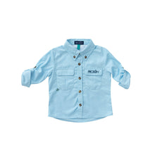 Load image into Gallery viewer, Aqua Solid Vented Back Fishing Shirt
