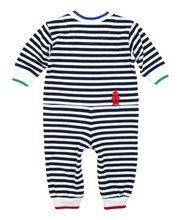 Load image into Gallery viewer, Navy Stripe Longall With Firetruck And Dalmation
