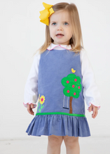 Load image into Gallery viewer, Medium Blue Jumper With Apple Tree And Sunflowers
