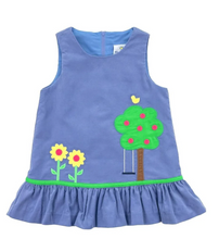 Load image into Gallery viewer, Medium Blue Jumper With Apple Tree And Sunflowers
