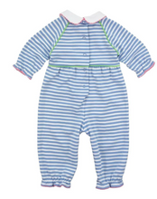 Load image into Gallery viewer, Blue Stripe Knit Longall With Flowers
