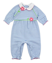 Load image into Gallery viewer, Blue Stripe Knit Longall With Flowers
