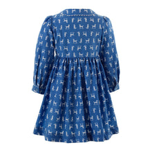 Load image into Gallery viewer, Blue And Ivory Poodle Button Front Dress
