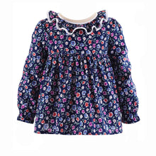 Load image into Gallery viewer, Navy Winter Garden Frill Neck Top
