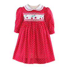Load image into Gallery viewer, Red Cherry Smocked Dress And Bloomers
