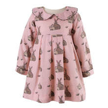 Load image into Gallery viewer, Pink Bunny Flannel Dress And Bloomers
