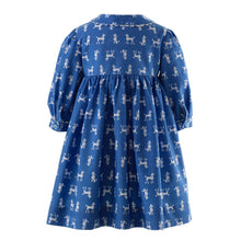 Load image into Gallery viewer, Blue And Ivory Poodle Button Front Dress And Bloomers
