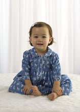 Load image into Gallery viewer, Blue And Ivory Poodle Button Front Dress And Bloomers
