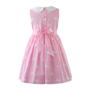 Pink Swan Peter Pan Collar Dress And Bloomer