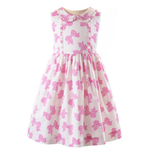 Pink Polka Dot Bow Frill Dress