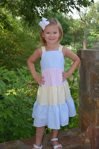 Pink, Yellow, And Blue Tiered Sundress