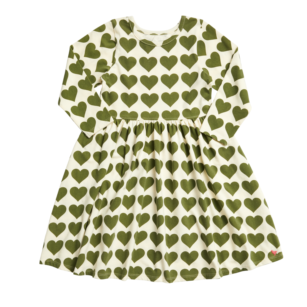 Organic Steph Dress - Capulet Olive Hearts