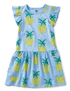 Pineapple Parade Flutter Sleeve Pocket Dress