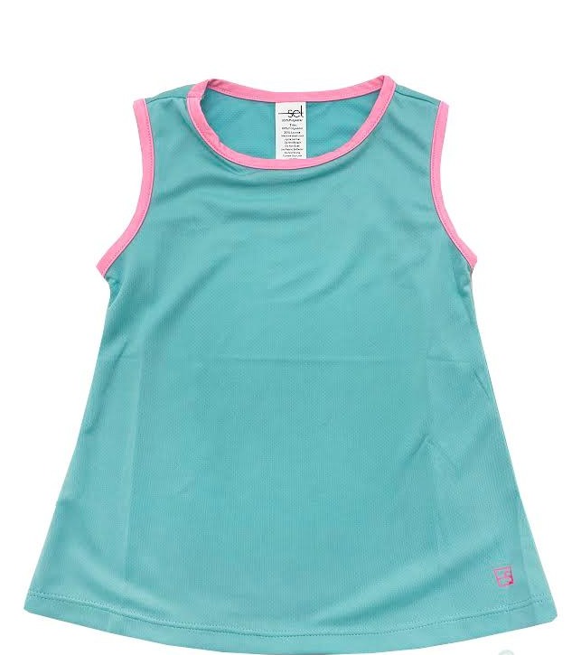 Tori Tank - Turquoise With Pink Welting