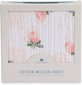 Cotton Muslin Quilt - Watercolor Roses