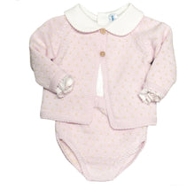 Load image into Gallery viewer, Dot Collection Cardigan &amp; Bloomer Set - Pink with Ecru

