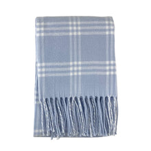 Load image into Gallery viewer, Windowpane Check Flannel Blanket With Fringe
