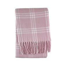 Load image into Gallery viewer, Windowpane Check Flannel Blanket With Fringe
