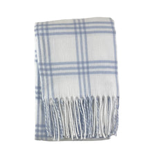 Load image into Gallery viewer, Windowpane Check Flannel Blanket With Fringe
