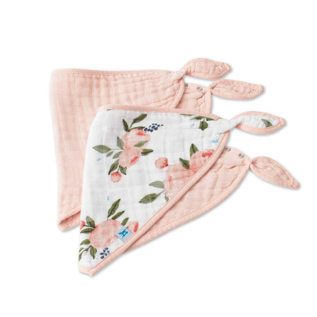 Cotton Bandana Bib 2 Pack - Watercolor Rose