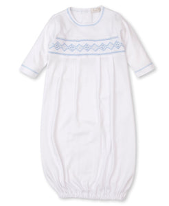 CLB Summer 21 Smocked White and Blue Gown