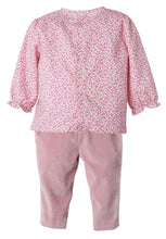 Load image into Gallery viewer, Floral Smocked Blouse And Pink Corduroy Pant Set
