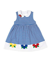 Load image into Gallery viewer, Royal Stripe Knit Dress with Flowers
