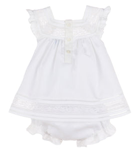 White Heirloom Baby Set With Lace Insert