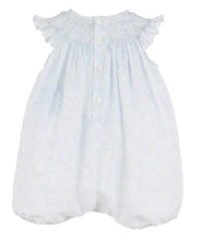 Load image into Gallery viewer, Blue Tiny Floral Smocked Bubble
