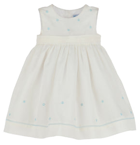 Vintage Baby Dress With Blue Embroidery