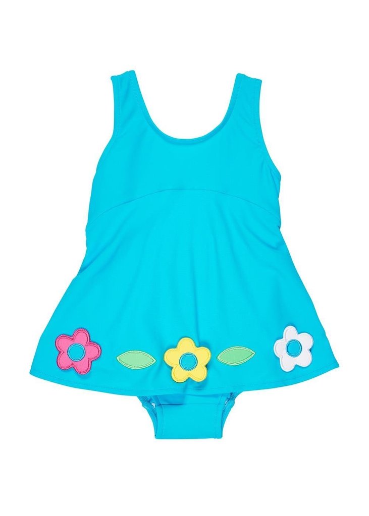 Swimsuit with Flowers on Overskirt