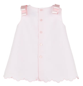 Pink Pique Scalloped A-Line Dress