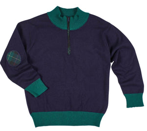 Navy With Green Half Zip Sweater