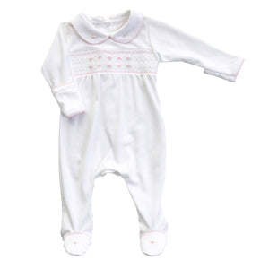 Nora & Nolan's Classic Smocked Collared Pink Footie