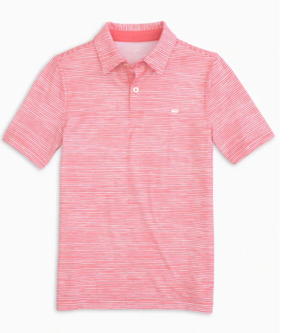 Rouge Red Driver Tidal Stripe Short Sleeve Performance Polo