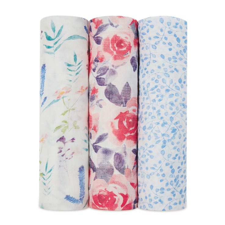 Silky Soft Swaddles 3 Pack - Watercolor Garden