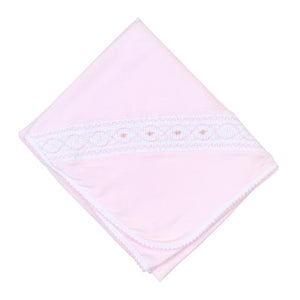 Claire And Clive's Pink Smocked Receiving Blanket