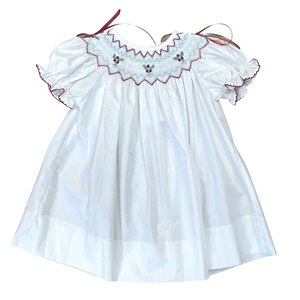 Emma White Smocked Holiday Bishop