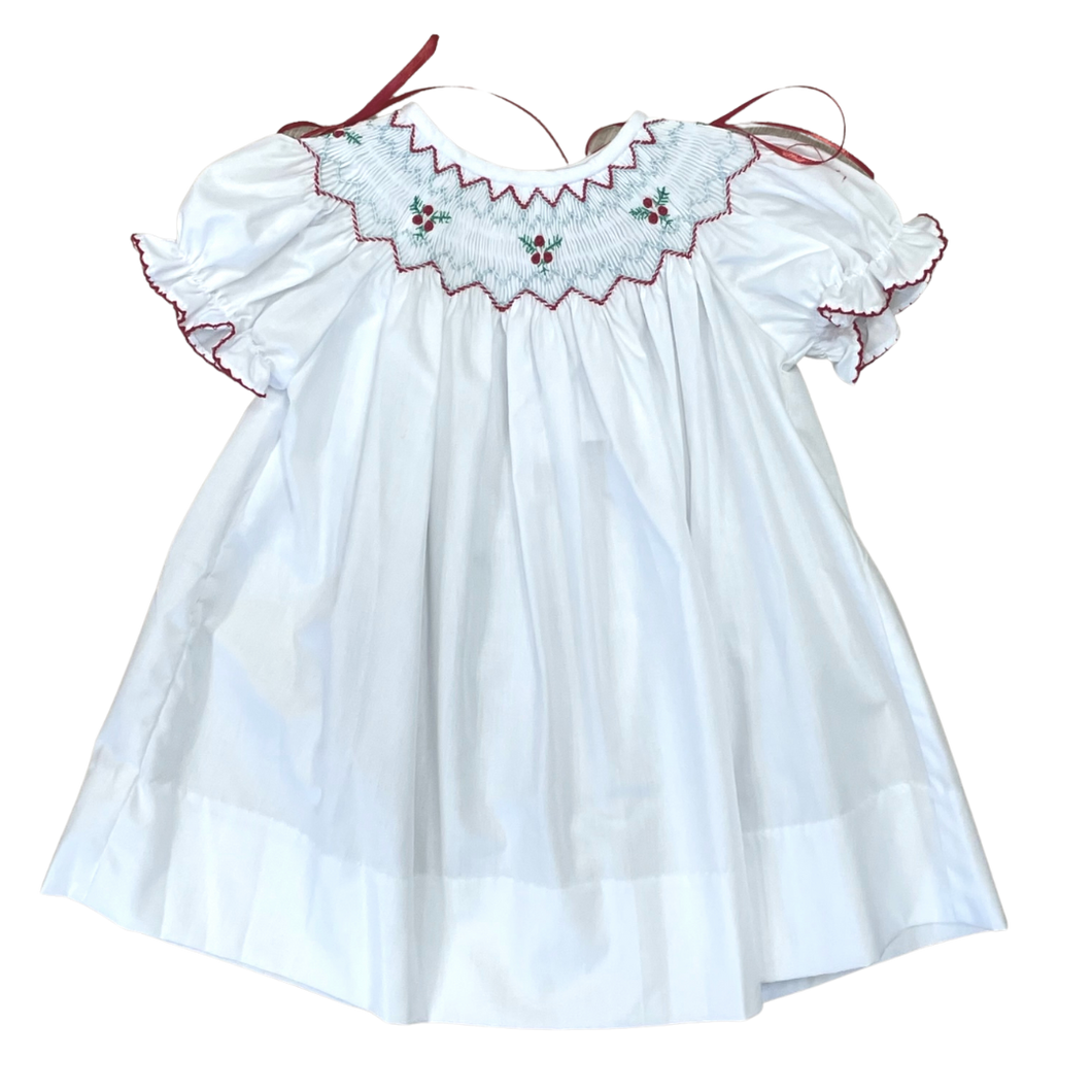 Emma White Smocked Holiday Bishop