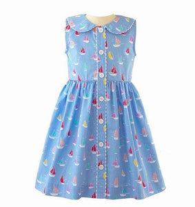 Sailboat Button Front Dress With Bloomer