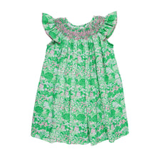 Load image into Gallery viewer, Sandy Angel Sleeve Smocked Dress - Belmont Blooms With Hamptons Hot Pink Smocking
